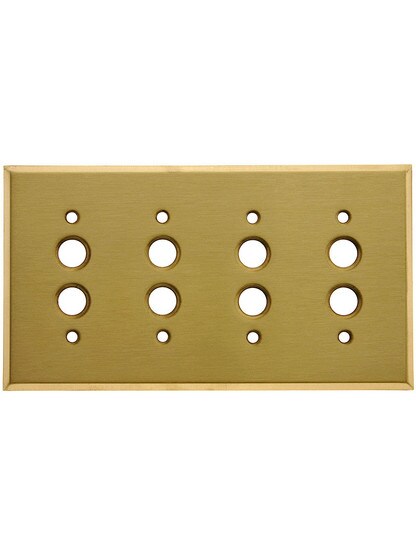 Classic Four Gang Push Button Switch Plate In Pressed Brass or Steel